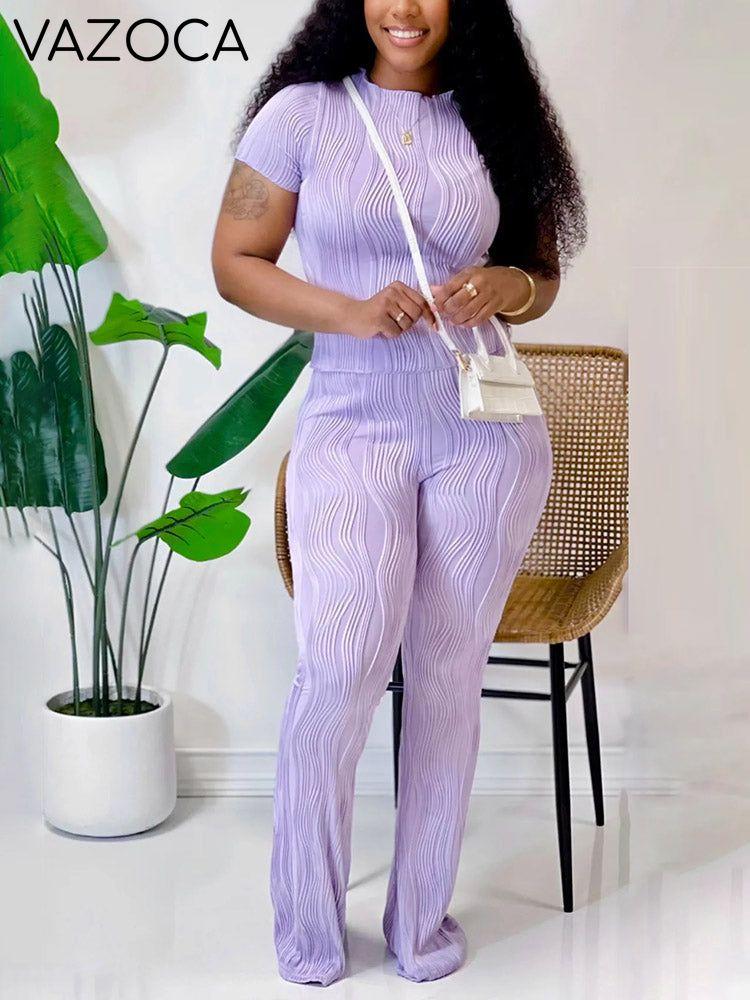 Textured Crop Top & Pants Set