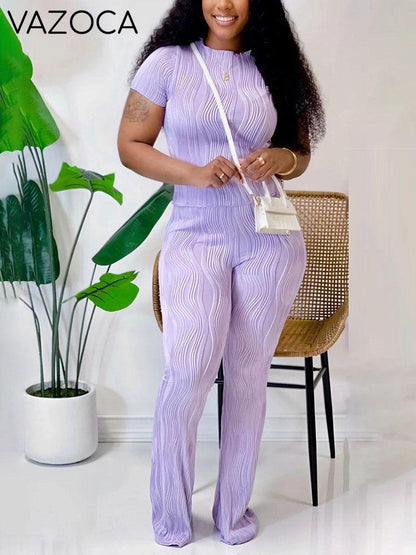 Textured Crop Top & Pants Set