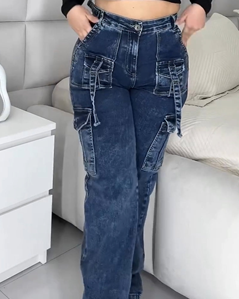 High Waisted Micro Elastic Work Jeans