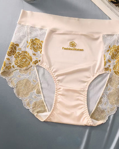 Lace Sexy Autumn/Winter Instant Dry Underwear Yellow One Size