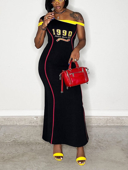 Athletic One Shoulder Maxi Dress