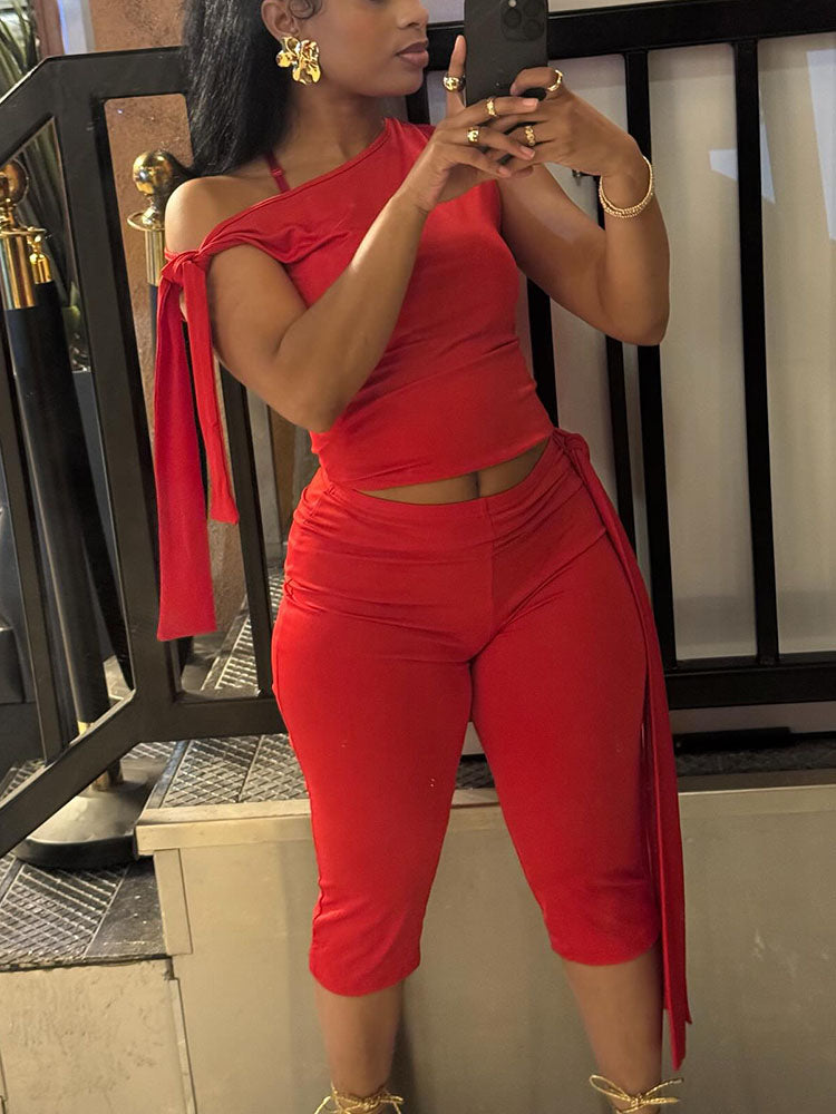 Tie-Up Top & Capri Leggings Set