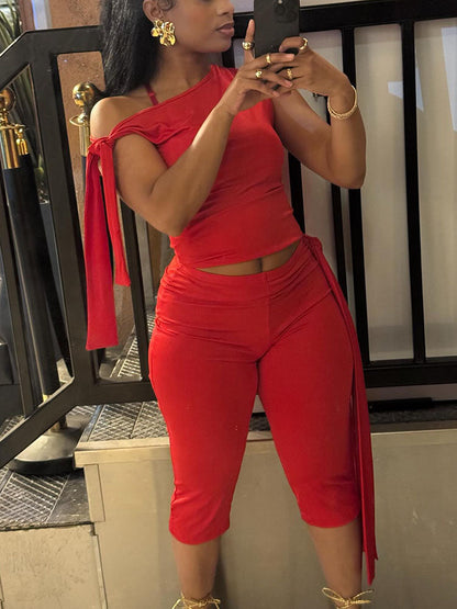 Tie-Up Top & Capri Leggings Set