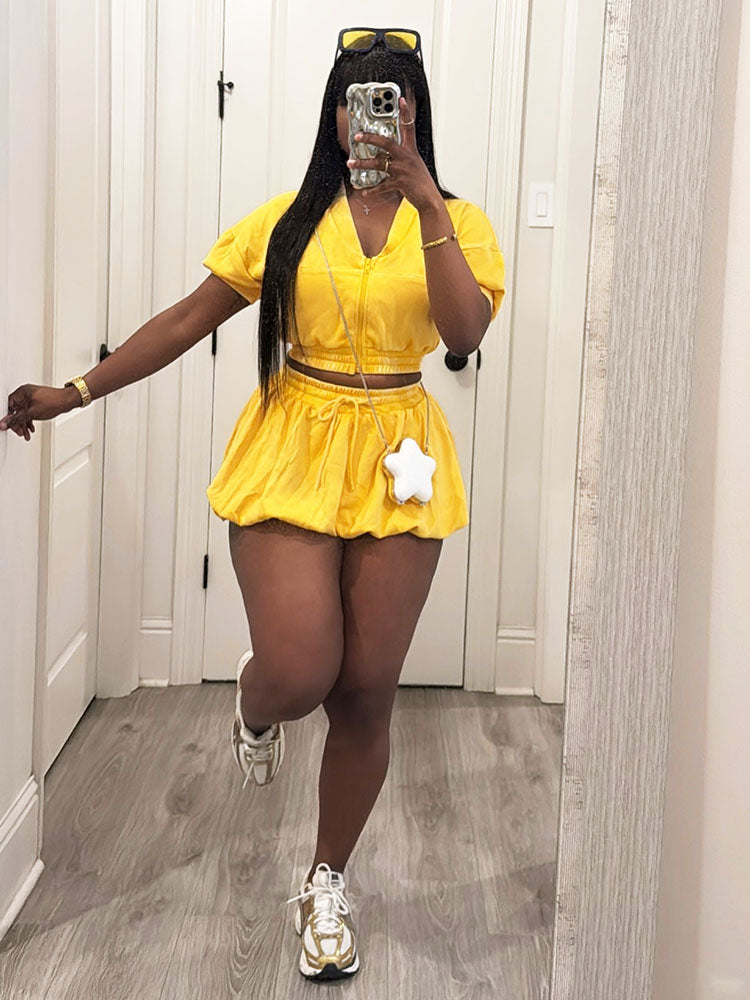 Cropped Jacket & Bubble Skirt Set