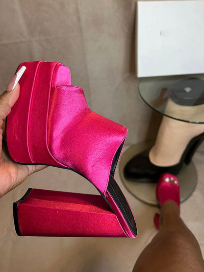 Platform Chunky Heeled Mules