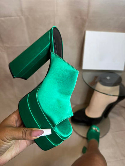 Platform Chunky Heeled Mules