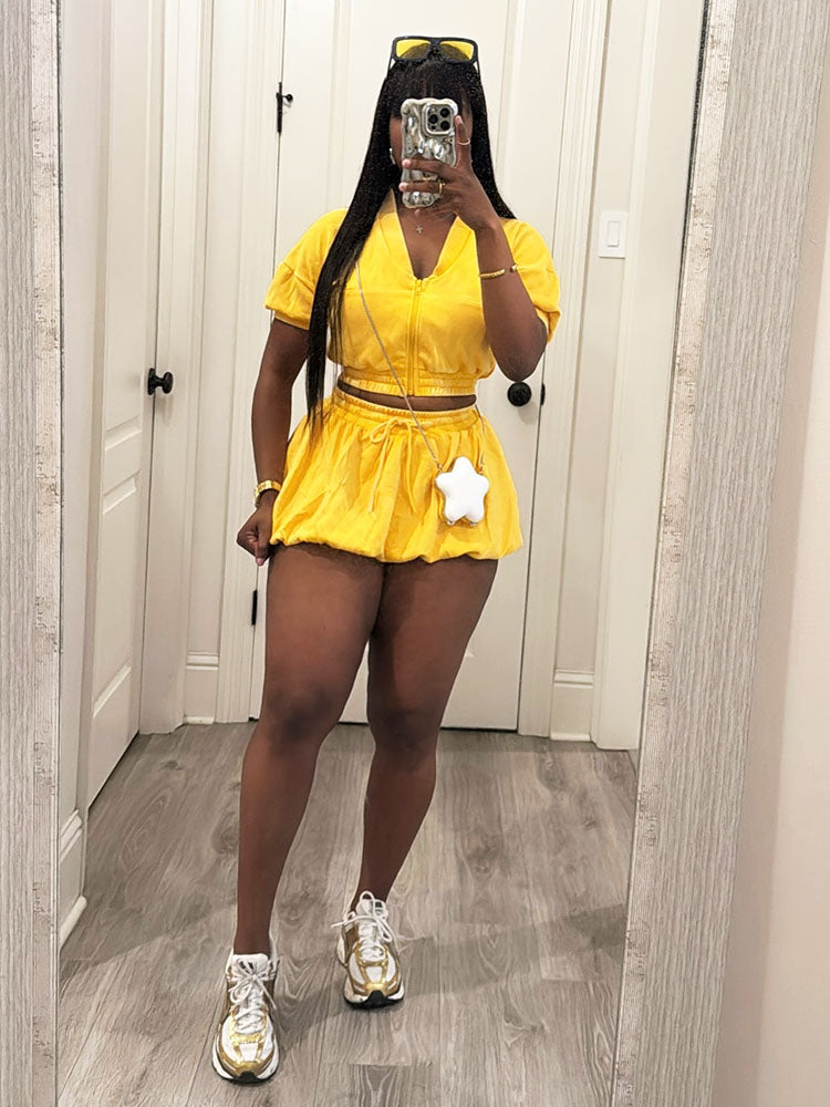 Cropped Jacket & Bubble Skirt Set