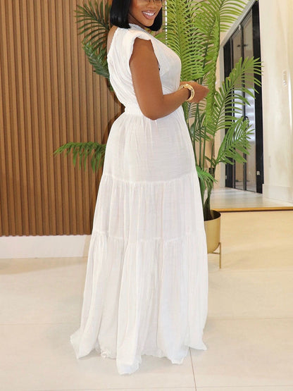 One-Shoulder Ruffle Tier Dress