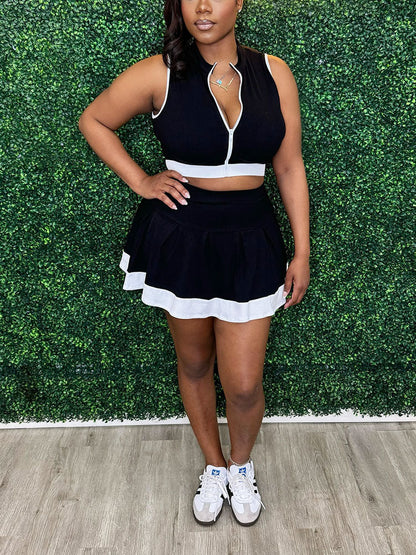 Sporty Ribbed Crop Top & Skirt Set