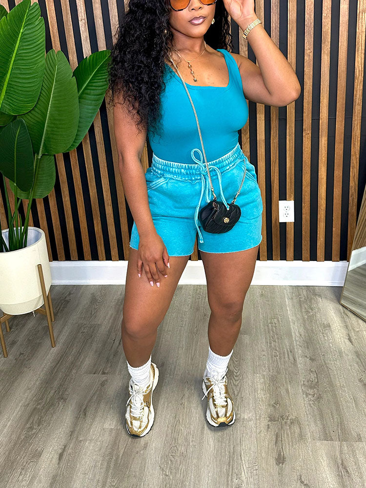 Washed Tank Top & Shorts Set
