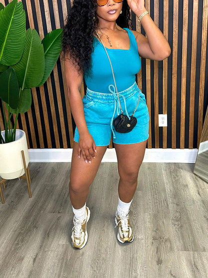 Washed Tank Top & Shorts Set