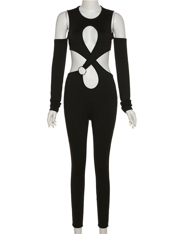 Hollow Panel Bodysuit Jumpsuit