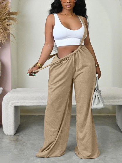 Long Strap Wide Leg Overalls