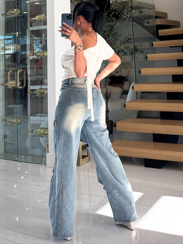 Cutout With Snap Jeans