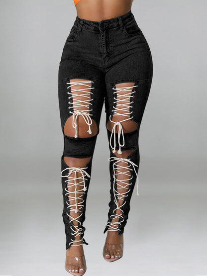 Lace Up Jeans