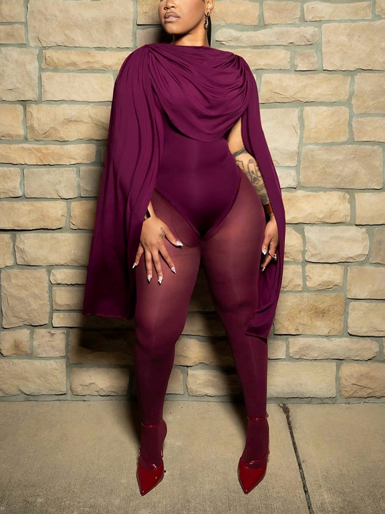 Goddess Draped Cape Bodysuit