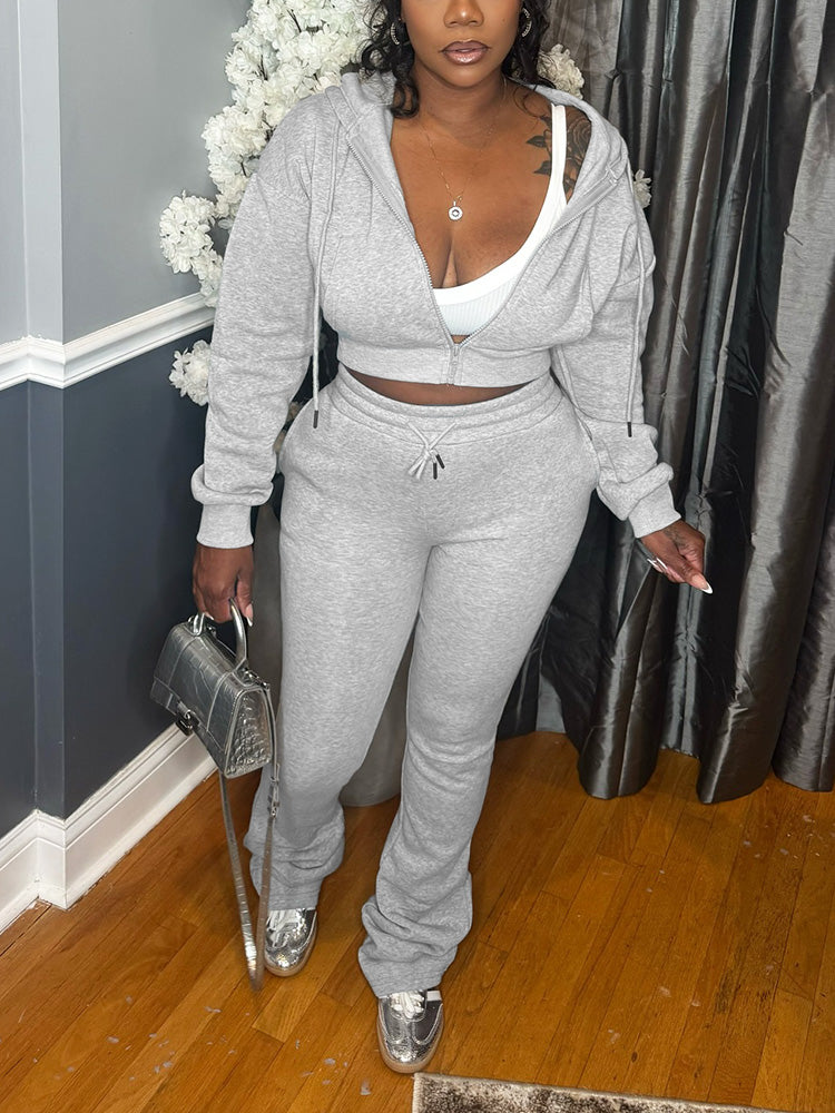 Basic Hoodie Extended Pants Set