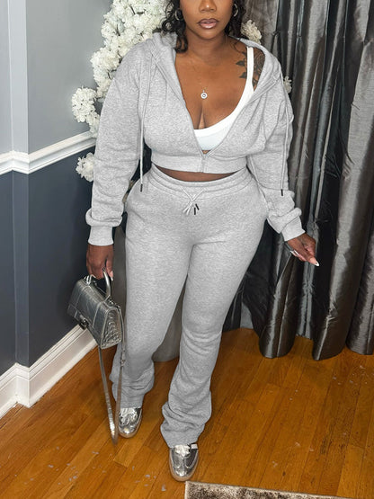 Basic Hoodie Extended Pants Set