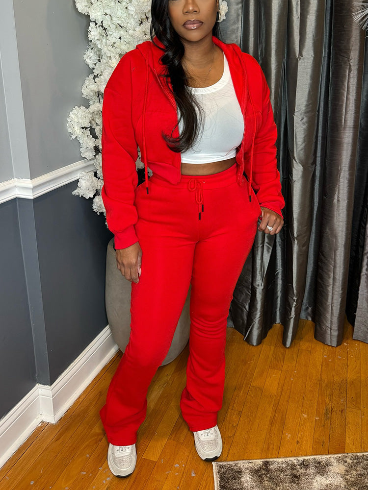 Basic Hoodie Extended Pants Set