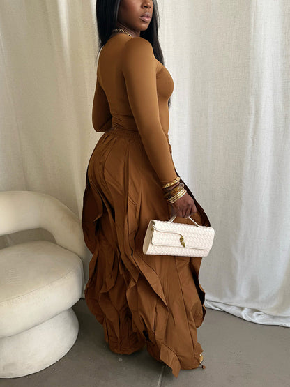 Sleek Top & Windbreaker Pleated Pants Set