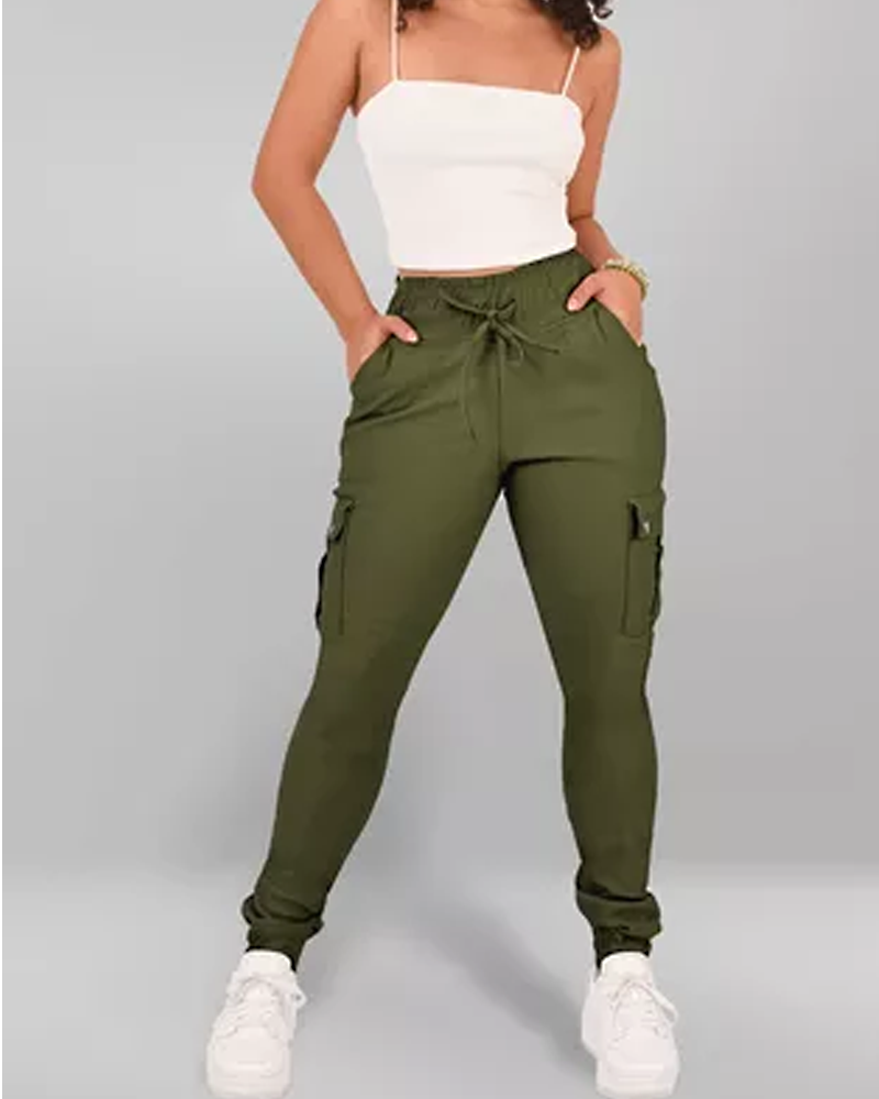 Cropped Jogging Pants Olive