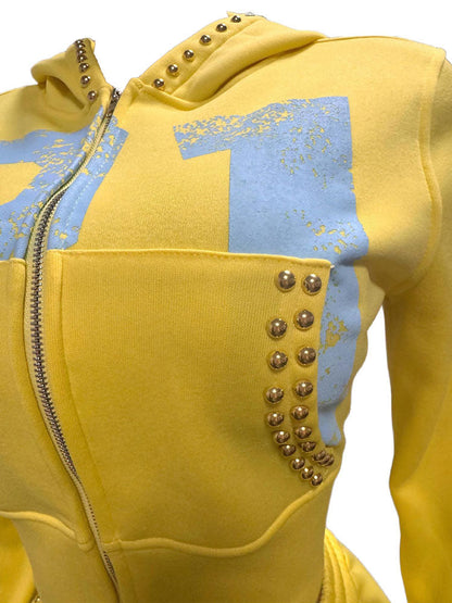 Studded Hoodie Jacket & Shorts Set