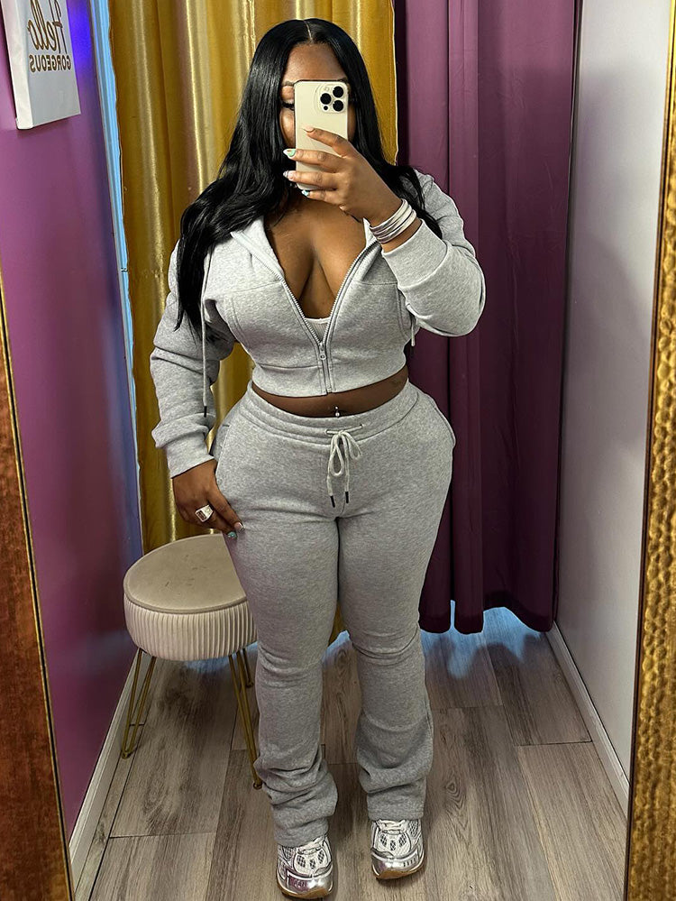 Basic Hoodie Extended Pants Set