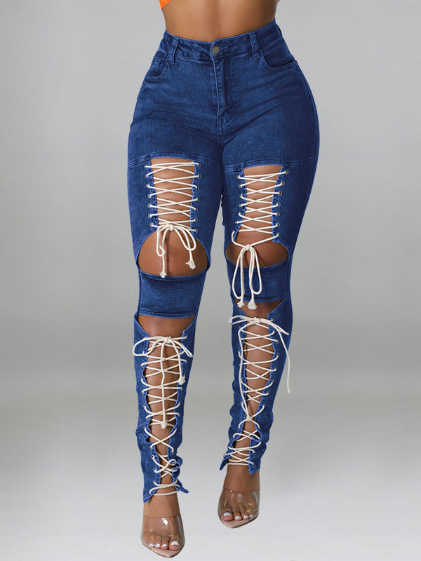 Lace Up Jeans