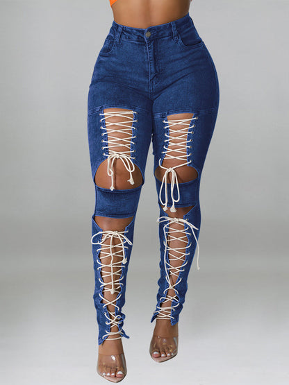Lace Up Jeans