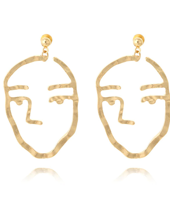 Fashion Creative Face Beaded Decorate Hollow Earrings