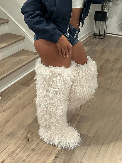 Thigh High Mongolian Fur Boots