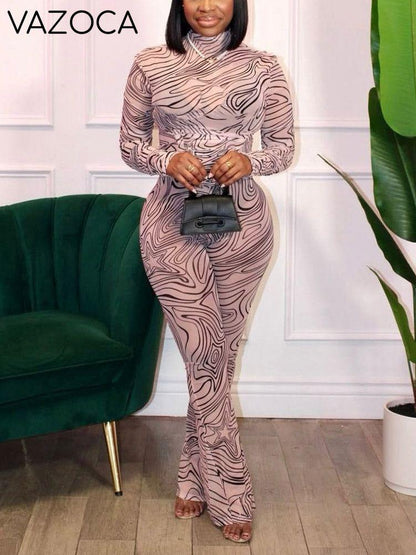 Mesh Crop Top & Flared Pants Set