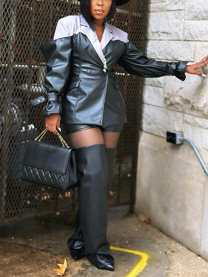 Boss Contrast Leather Blazer