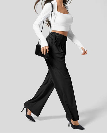 Waffle Wide Leg Casual Suit Pants（Pre-sale）