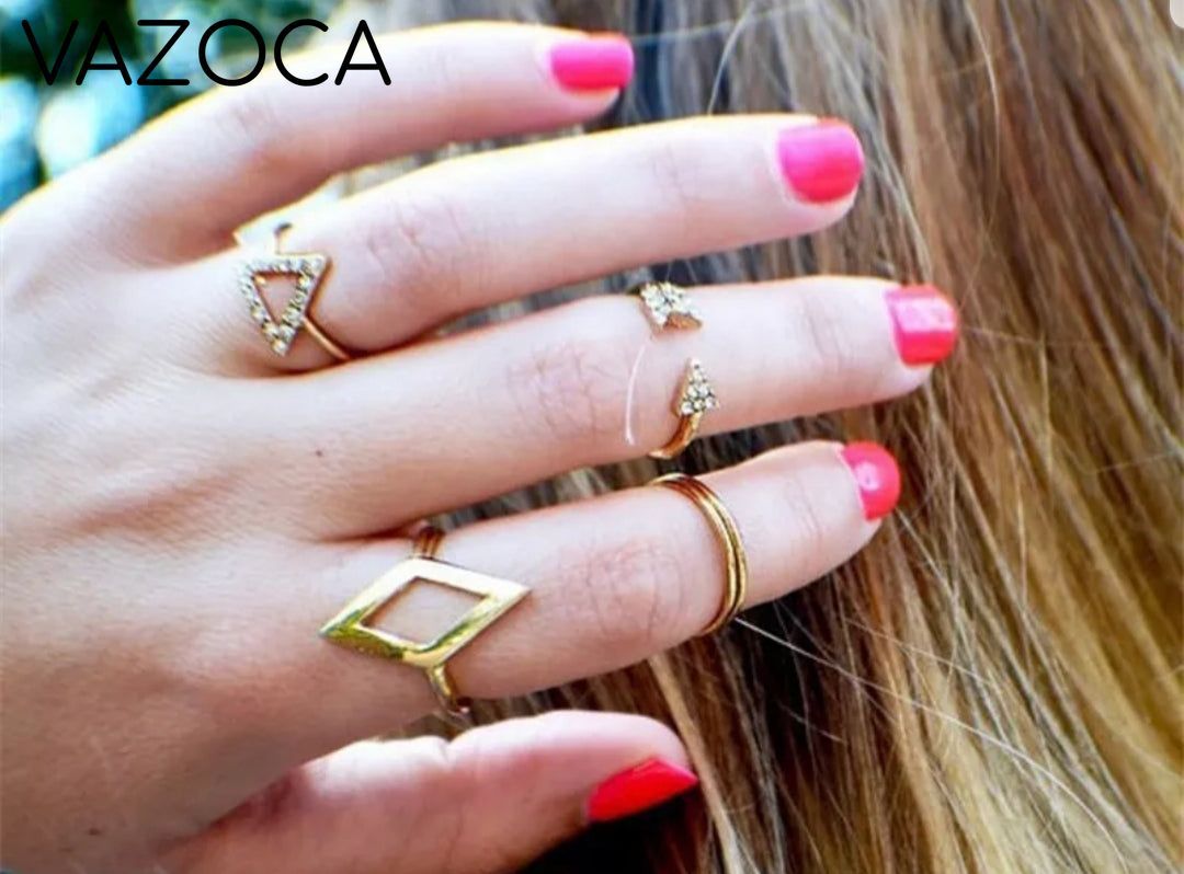 5Pcs/Set Mid Finger Ring - Gold