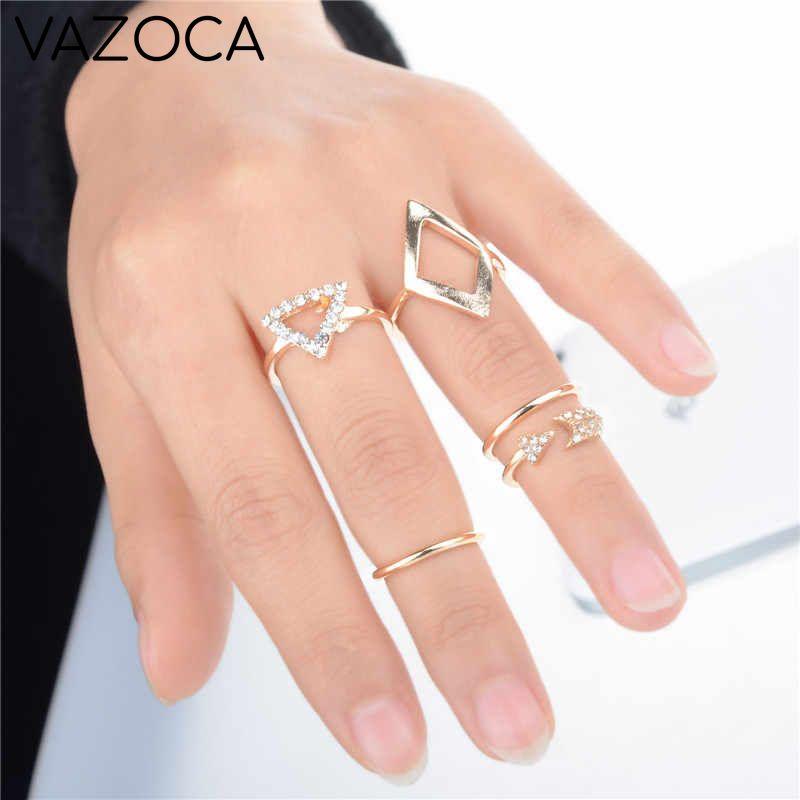 5Pcs/Set Mid Finger Ring - Gold