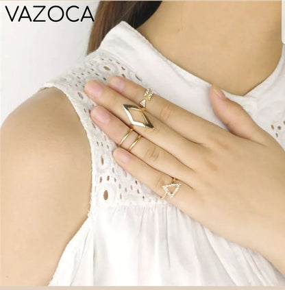 5Pcs/Set Mid Finger Ring - Gold