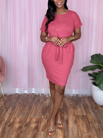 Solid Tied Tee Dress