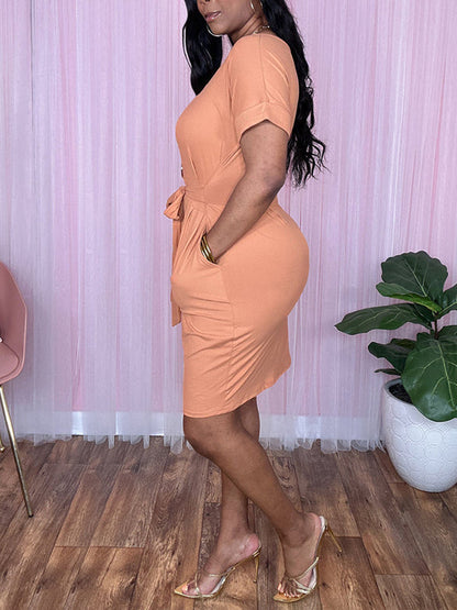 Solid Tied Tee Dress