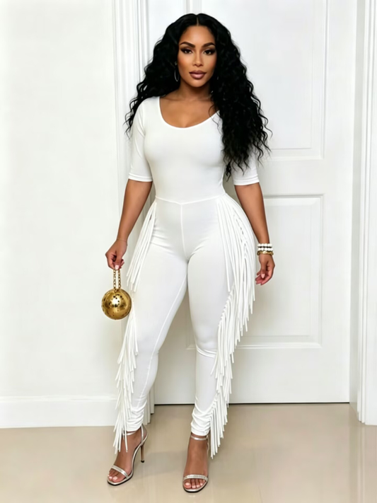Solid Fringe Jumpsuit