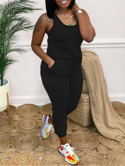 Sleeveless Drawstring Jumpsuit