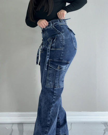 High Waisted Micro Elastic Work Jeans