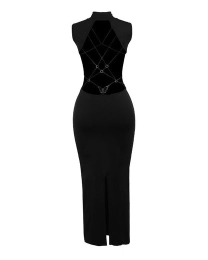 Backless Bow Slim Fit Long Bodycon Dress