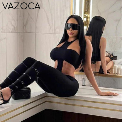 Layered Halter Strapless Jumpsuit Set