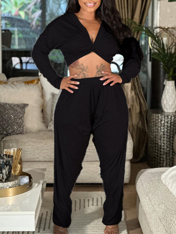 Twisted Crop Top & Pants Set