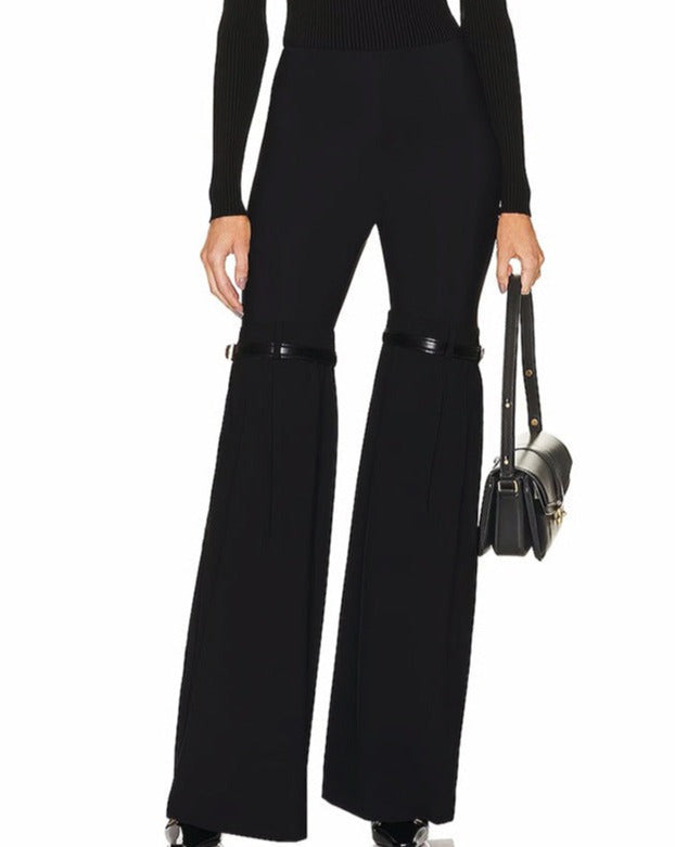 High-Waisted Elastic Cut Suit Pants With Flared Slimming Casual Pants Women Black XL