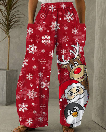 Christmas Printed Casual Trousers