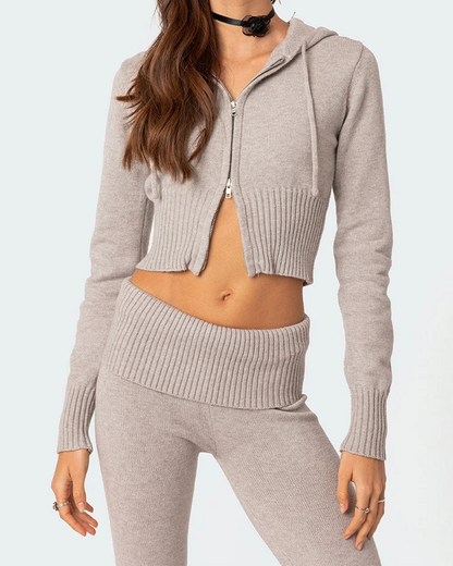 Zippered Hooded Casual Suit