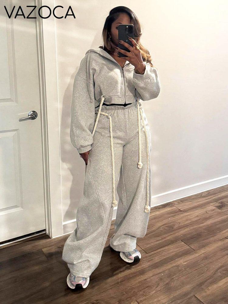 Rope Hoodie Jacket & Wide Jogger Set