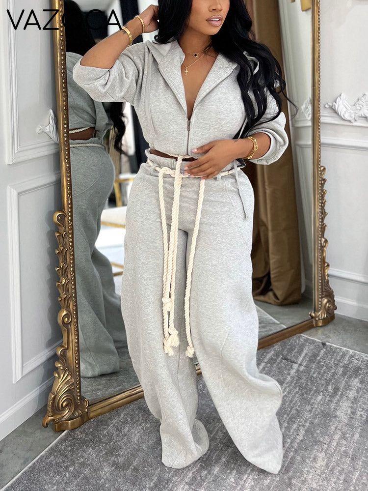 Rope Hoodie Jacket & Wide Jogger Set